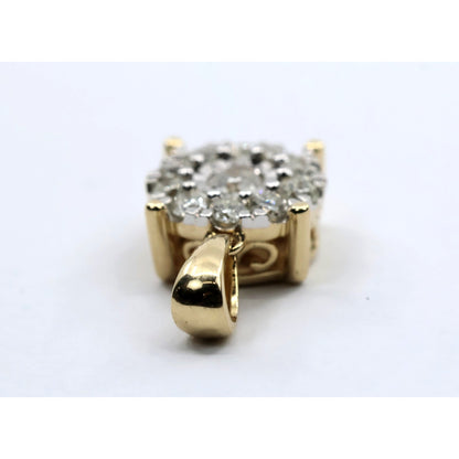 14K Yellow Gold Round Shaped Diamond Charm Pendant