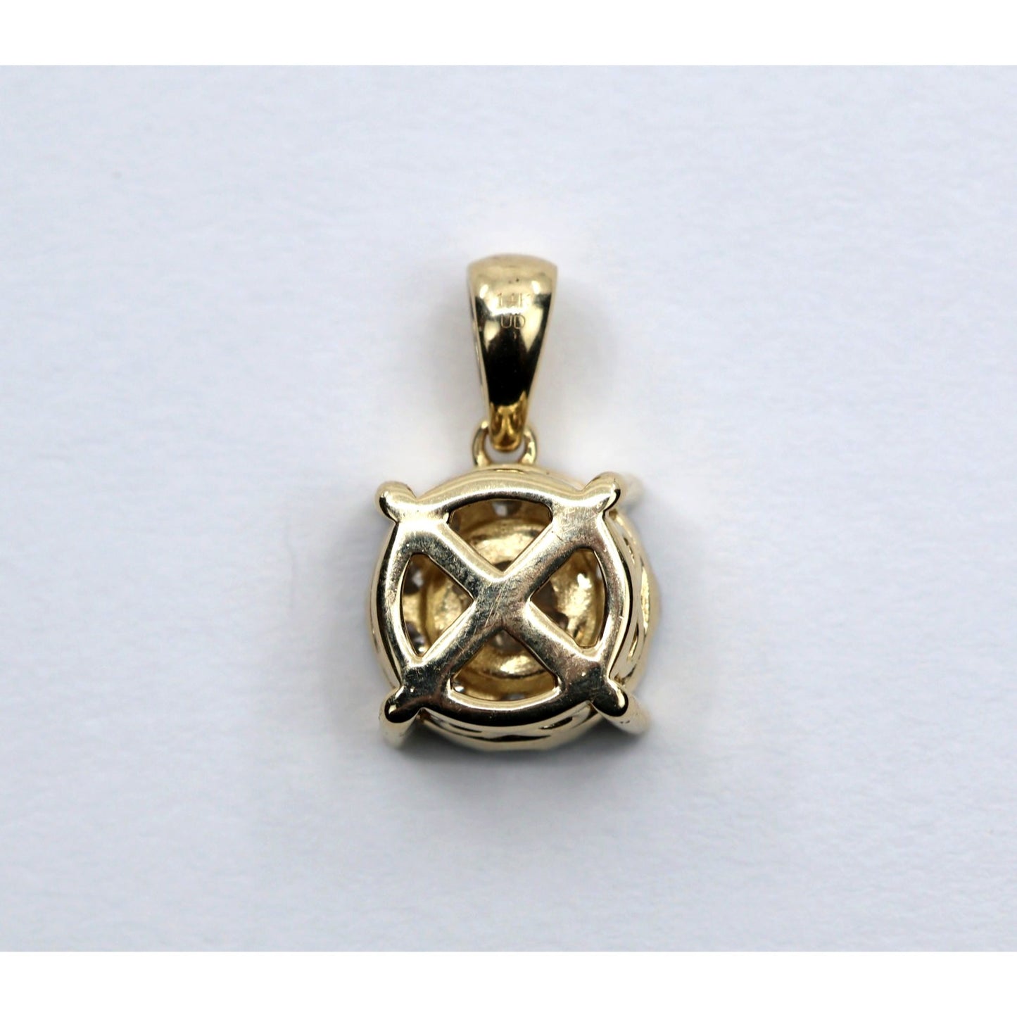 14K Yellow Gold Round Shaped Diamond Charm Pendant