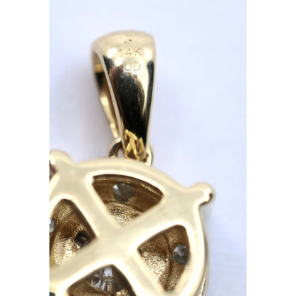 14K Yellow Gold Round Shaped Diamond Charm Pendant