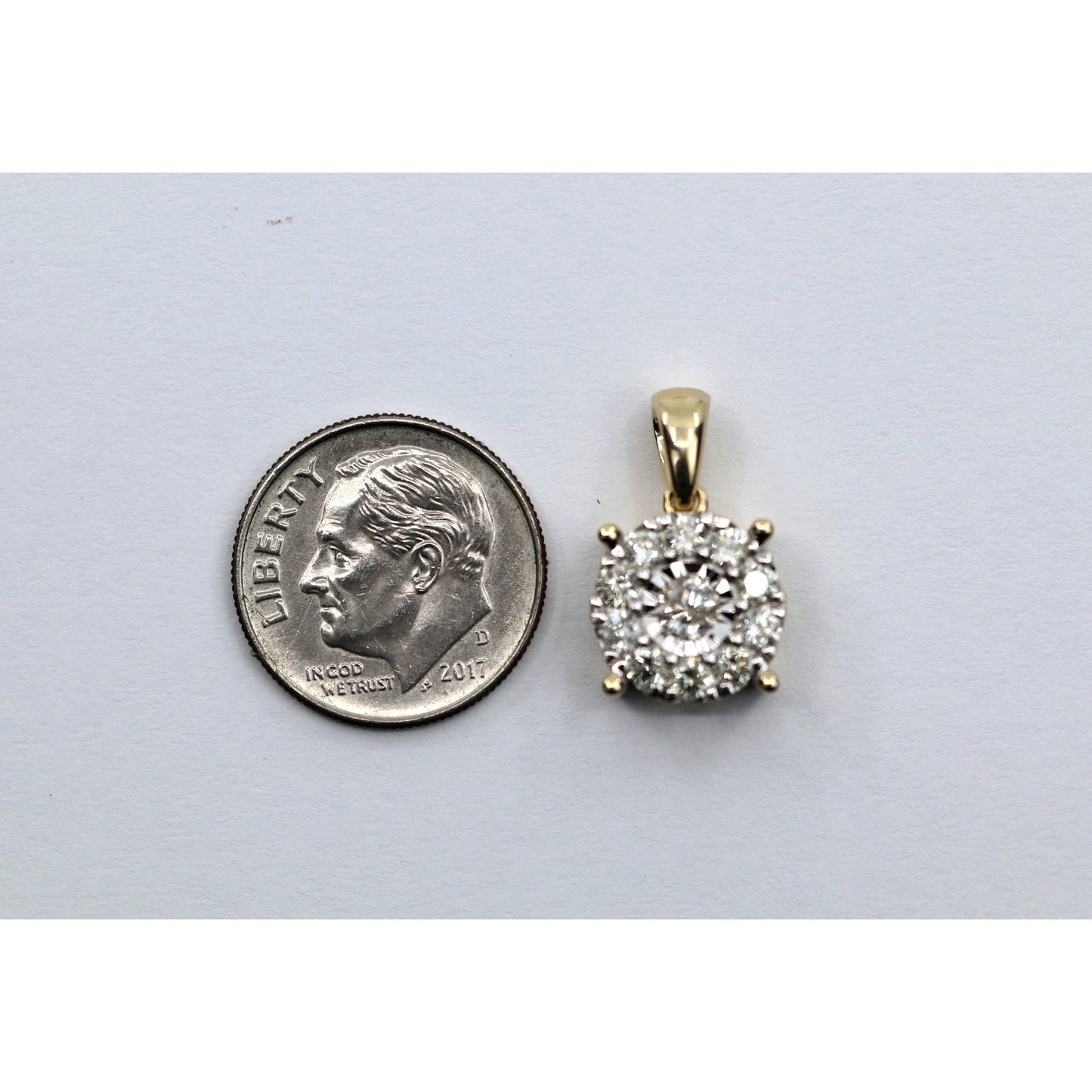 14K Yellow Gold Round Shaped Diamond Charm Pendant