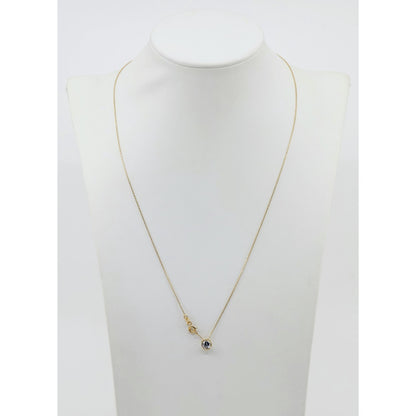 14K Yellow Gold Round Cut Solitaire Bezel Set CZ Pendant Chain Necklace