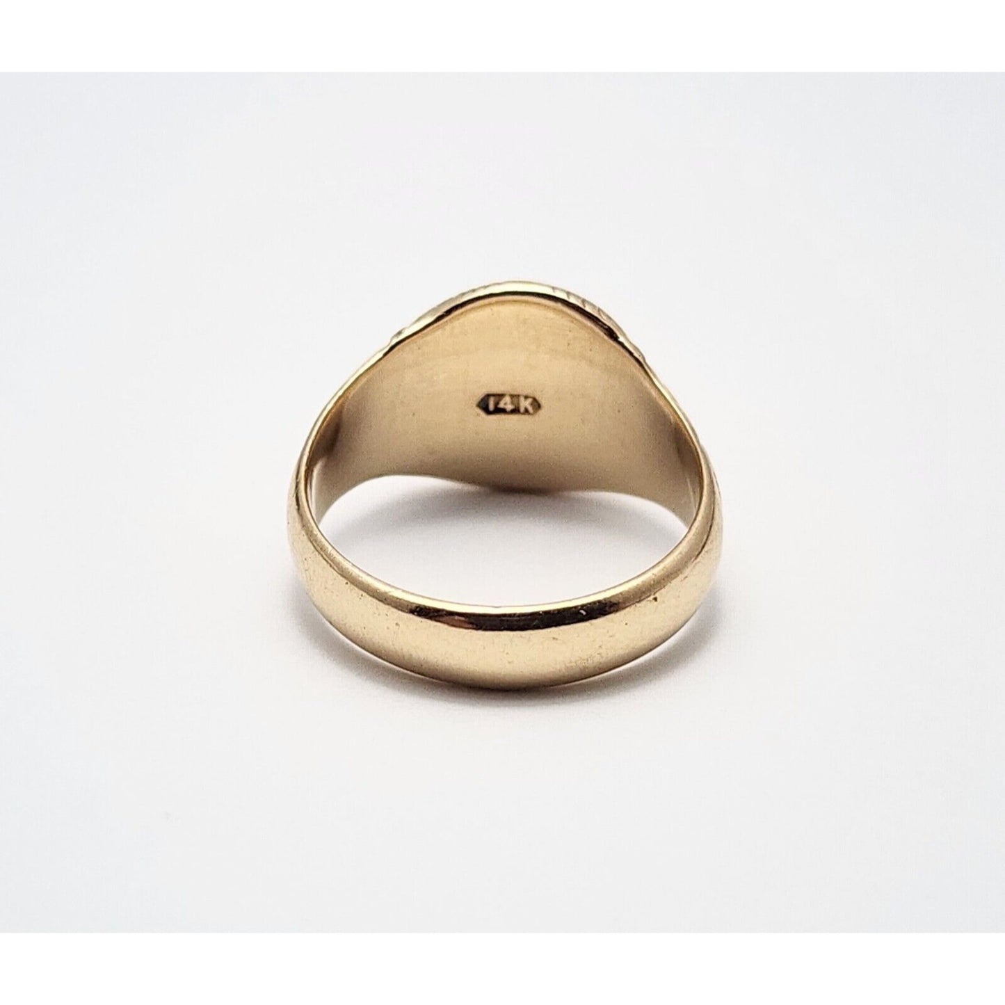 14K Yellow Gold Floral Blank Round Signet Ring