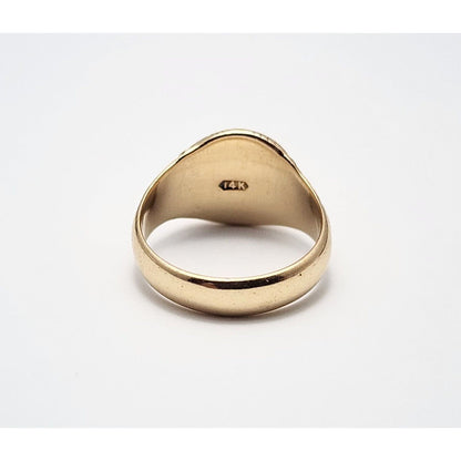 14K Yellow Gold Floral Blank Round Signet Ring