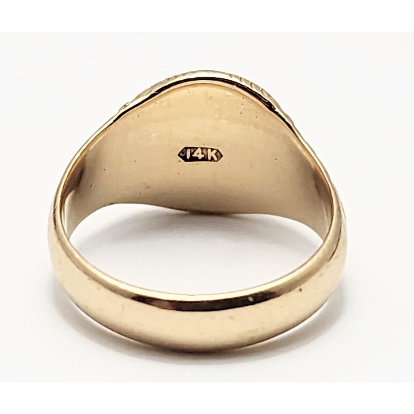 14K Yellow Gold Floral Blank Round Signet Ring