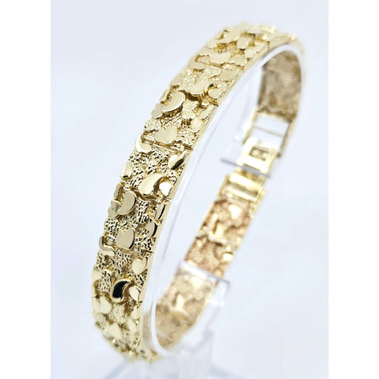 10K Yellow Gold Nugget Link Bracelet