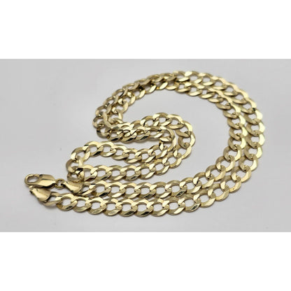 10K Yellow Gold Flat Curb Link Chain Necklace