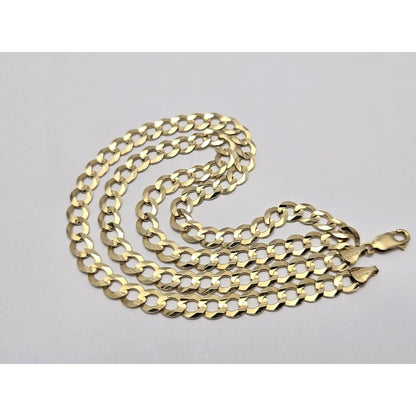 10K Yellow Gold Flat Curb Link Chain Necklace