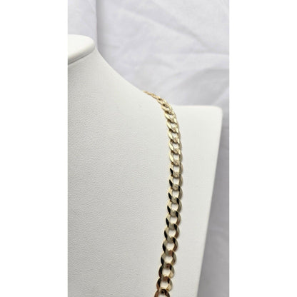 10K Yellow Gold Flat Curb Link Chain Necklace
