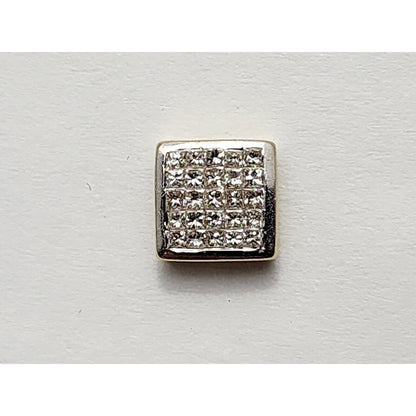 14K Yellow Gold Square Shaped Diamond Stud Earrings