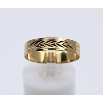 10K Yellow Gold Diamond Cut Wheat Pattern Wedding Band Ring
