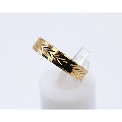 10K Yellow Gold Diamond Cut Wheat Pattern Wedding Band Ring