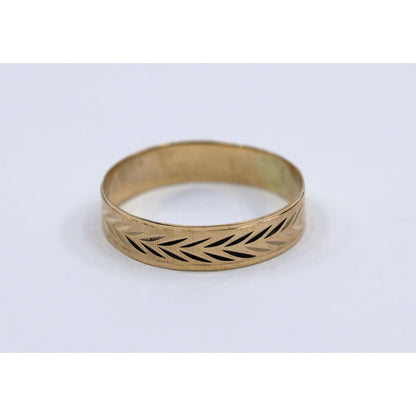 10K Yellow Gold Diamond Cut Wheat Pattern Wedding Band Ring