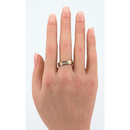 10K Yellow Gold Diamond Cut Wheat Pattern Wedding Band Ring