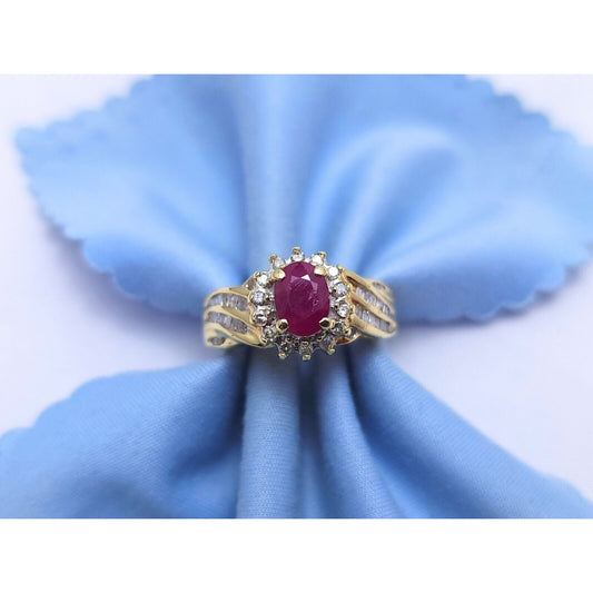 14K Yellow Gold Ruby & Diamond Ring