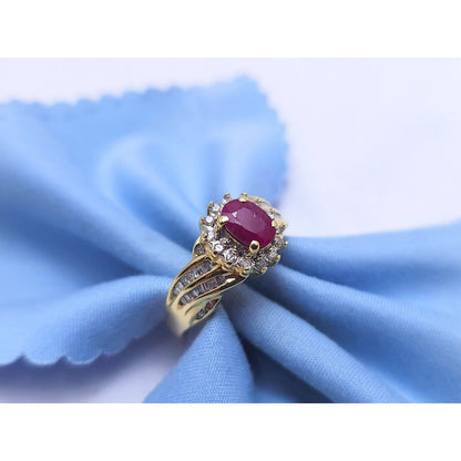 14K Yellow Gold Ruby & Diamond Ring