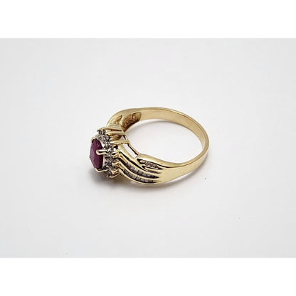 14K Yellow Gold Ruby & Diamond Ring