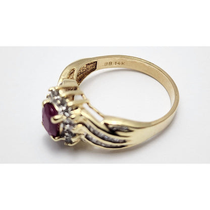 14K Yellow Gold Ruby & Diamond Ring