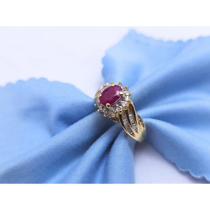 14K Yellow Gold Ruby & Diamond Ring