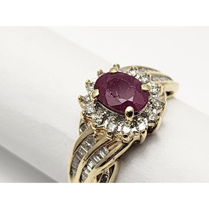 14K Yellow Gold Ruby & Diamond Ring