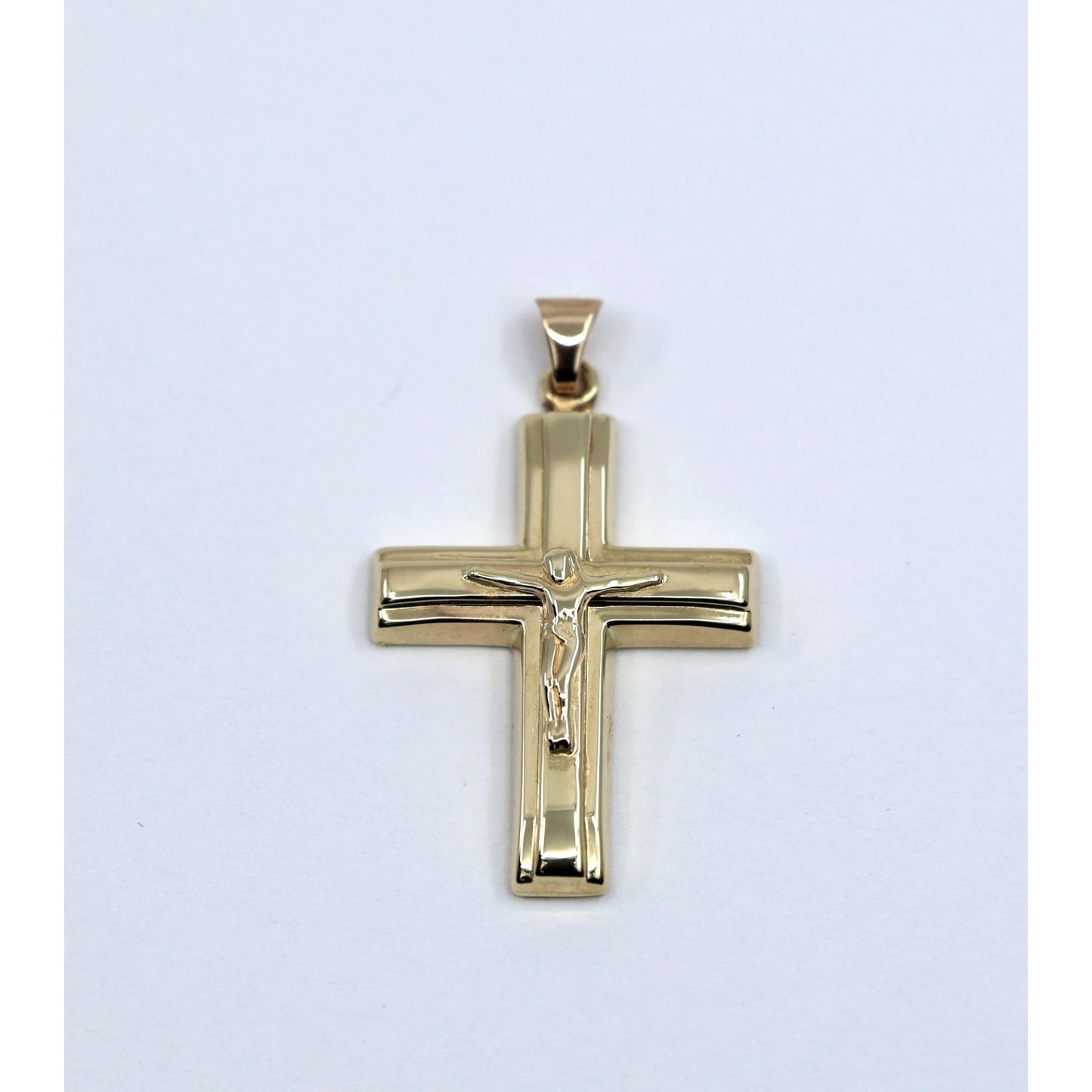 14K Yellow Gold Religious Jesus on Cross Charm Pendant