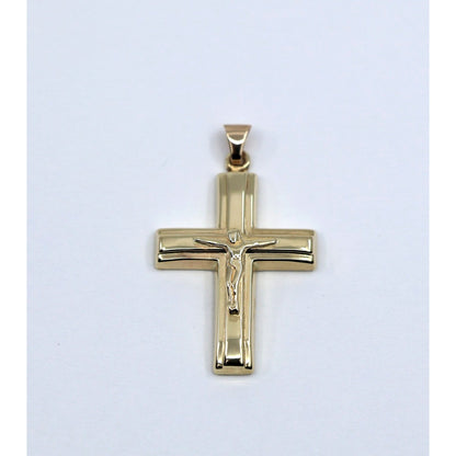 14K Yellow Gold Religious Jesus on Cross Charm Pendant