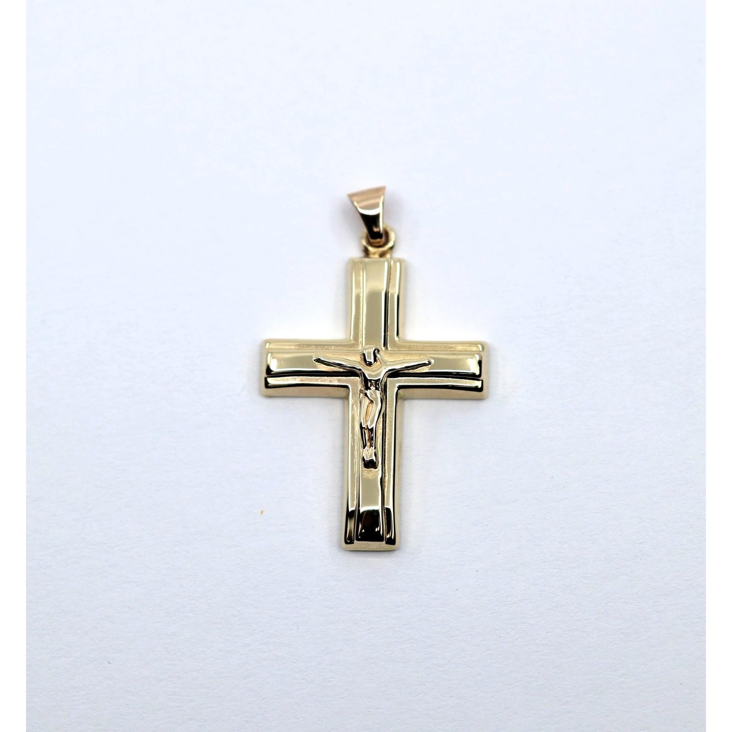 14K Yellow Gold Religious Jesus on Cross Charm Pendant