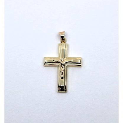 14K Yellow Gold Religious Jesus on Cross Charm Pendant