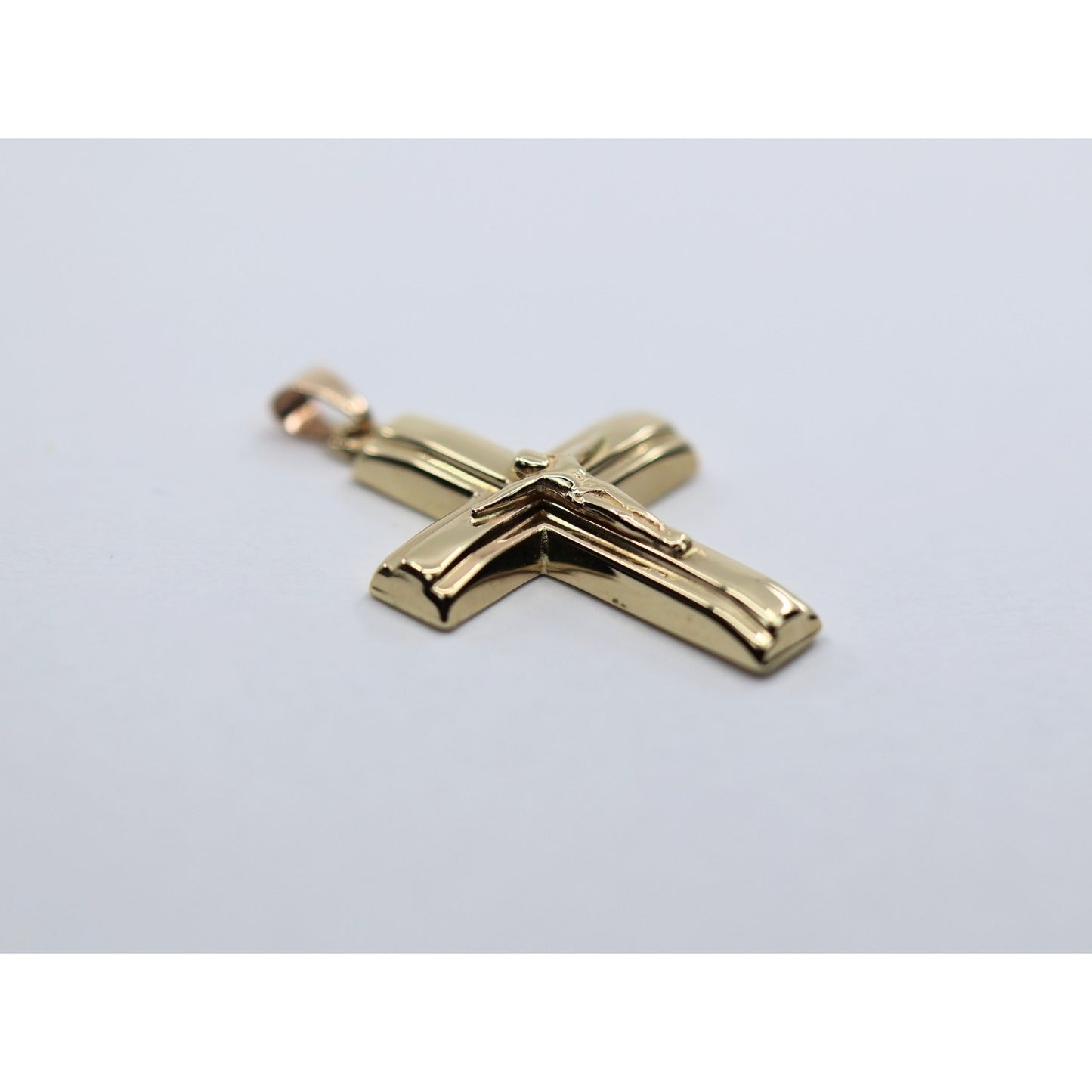 14K Yellow Gold Religious Jesus on Cross Charm Pendant