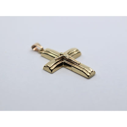 14K Yellow Gold Religious Jesus on Cross Charm Pendant