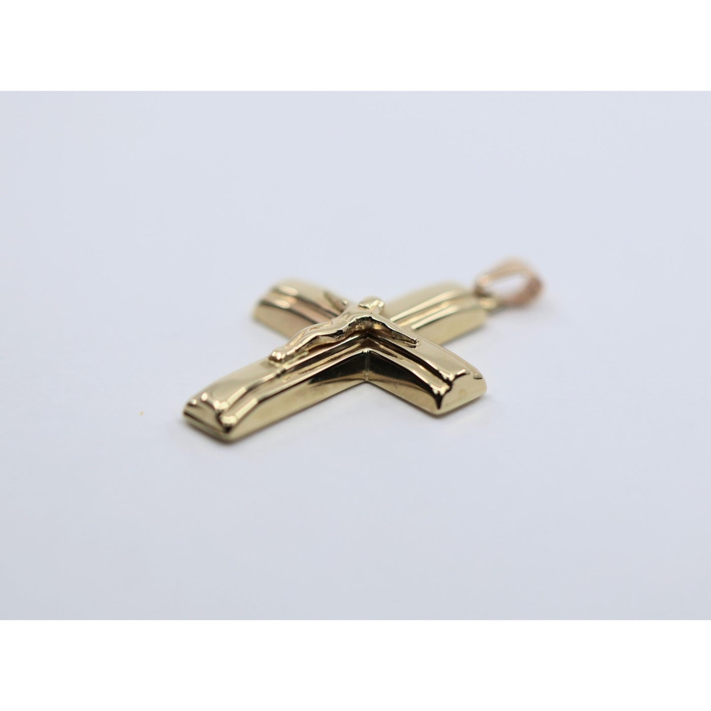 14K Yellow Gold Religious Jesus on Cross Charm Pendant