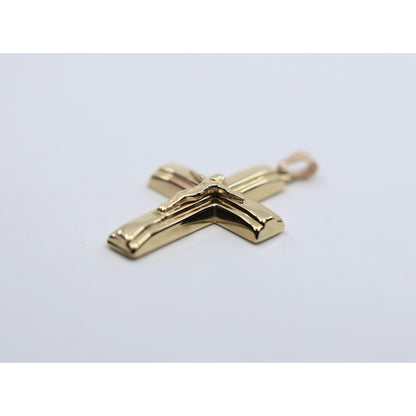 14K Yellow Gold Religious Jesus on Cross Charm Pendant