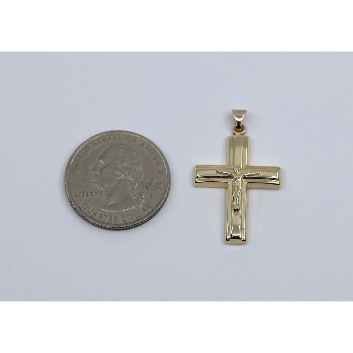 14K Yellow Gold Religious Jesus on Cross Charm Pendant