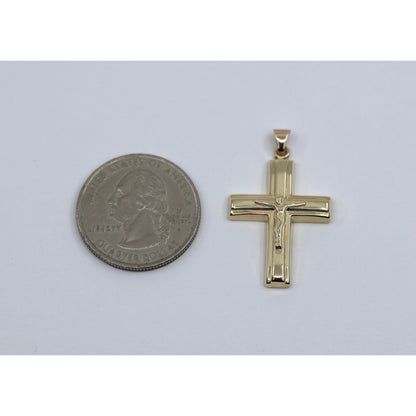 14K Yellow Gold Religious Jesus on Cross Charm Pendant