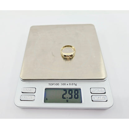 14K Yellow Gold Diamond Cut Ring