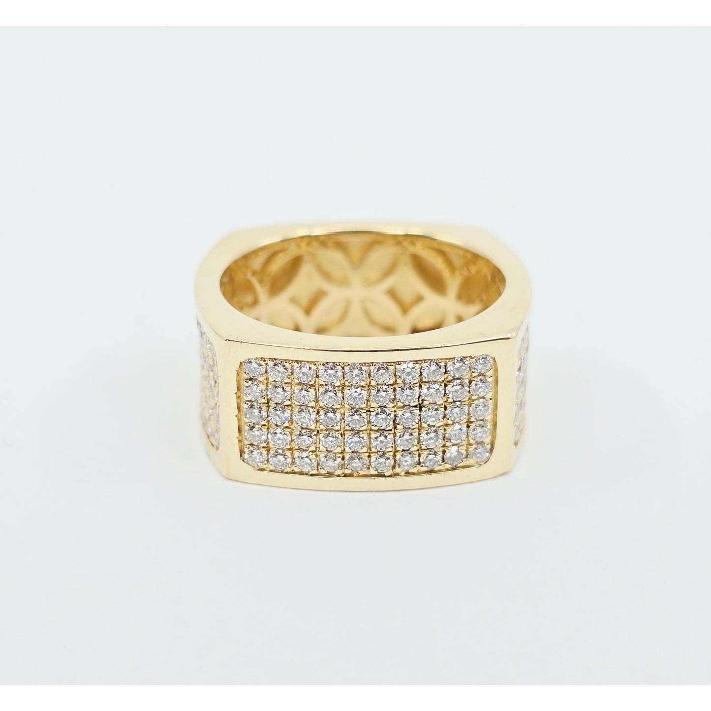 14K Yellow Gold Flat Diamond Square Ring