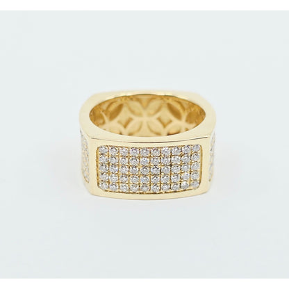 14K Yellow Gold Flat Diamond Square Ring