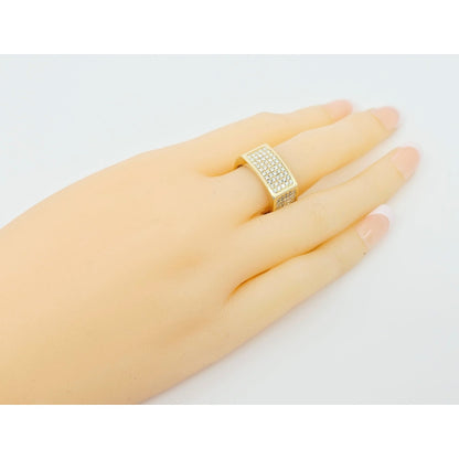 14K Yellow Gold Flat Diamond Square Ring