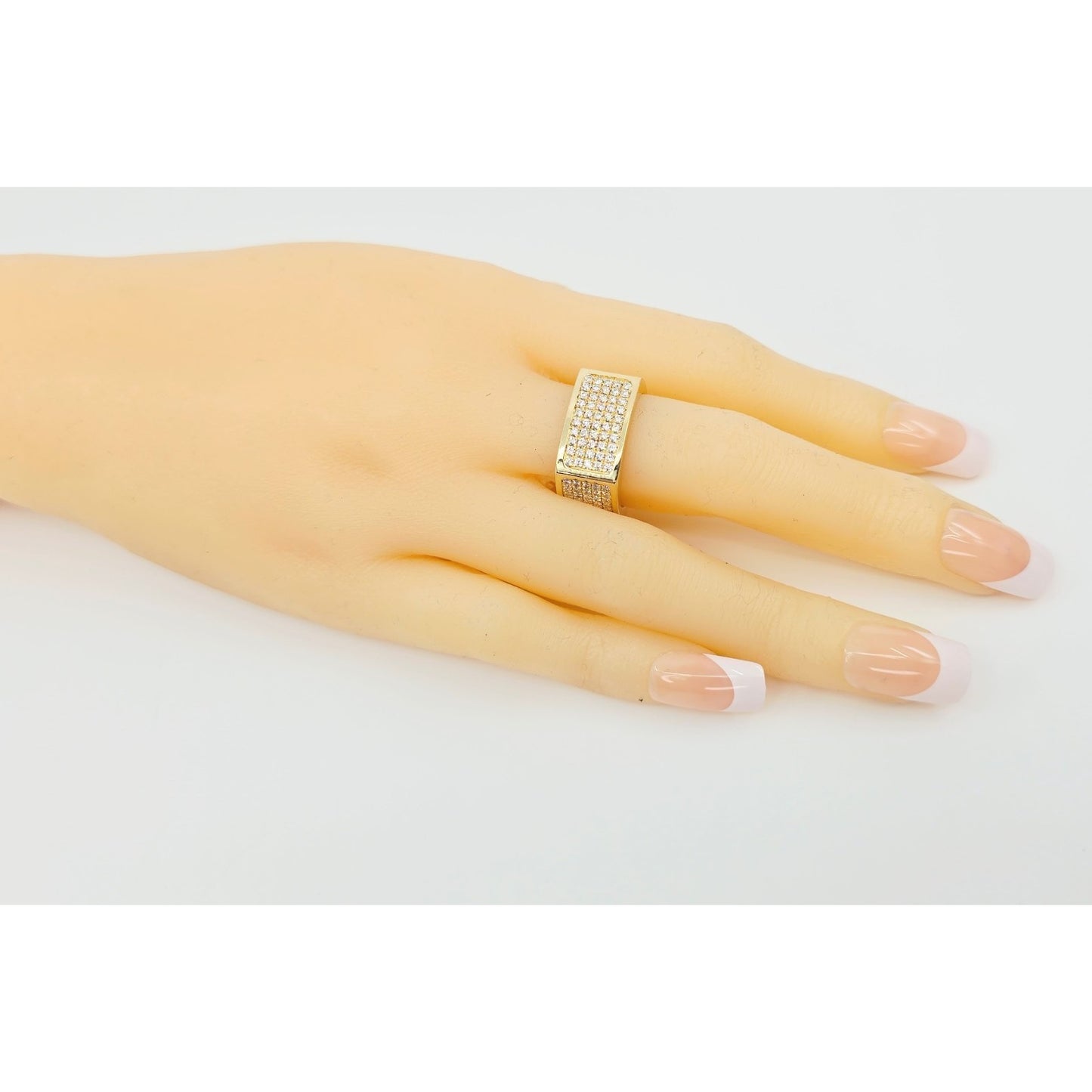 14K Yellow Gold Flat Diamond Square Ring