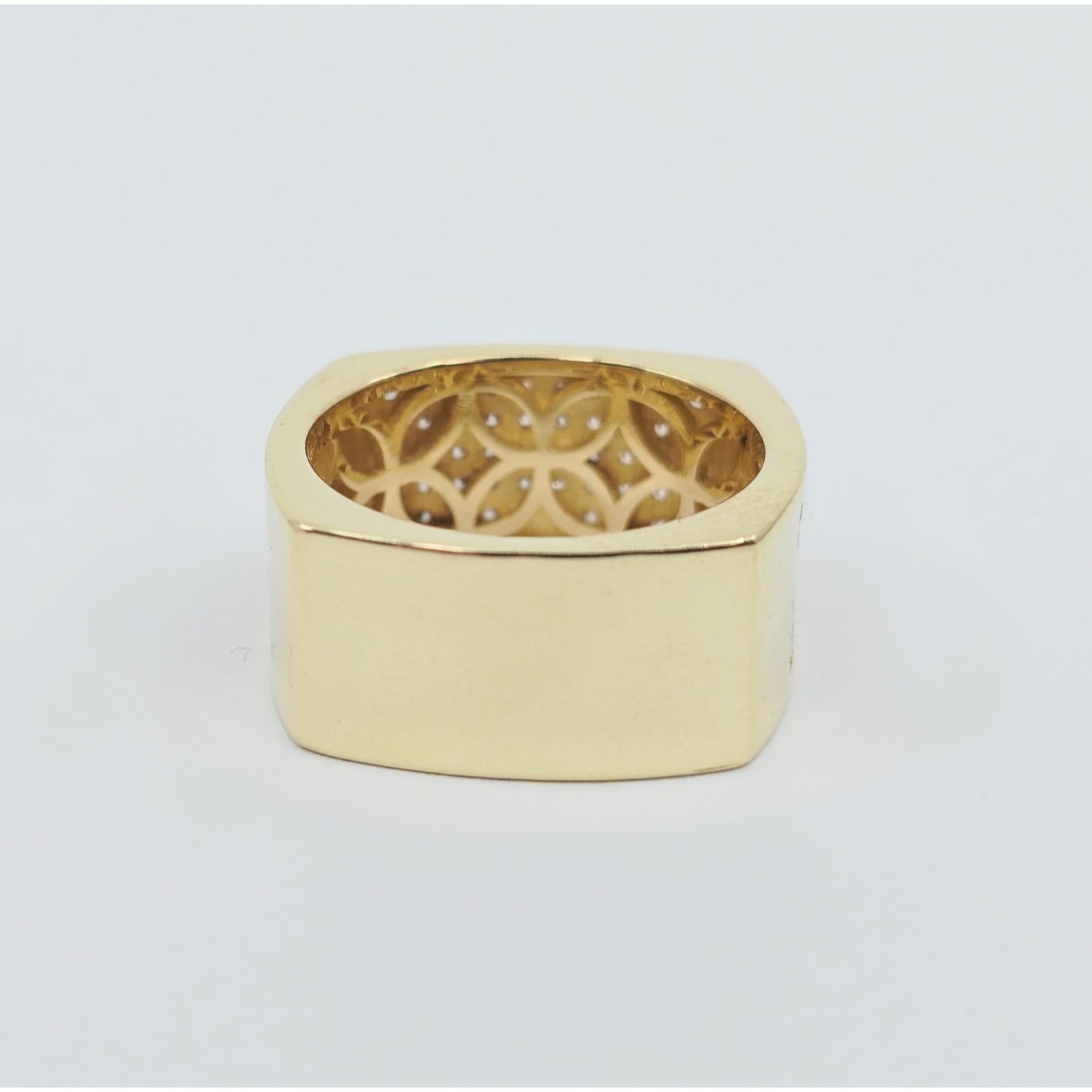 14K Yellow Gold Flat Diamond Square Ring