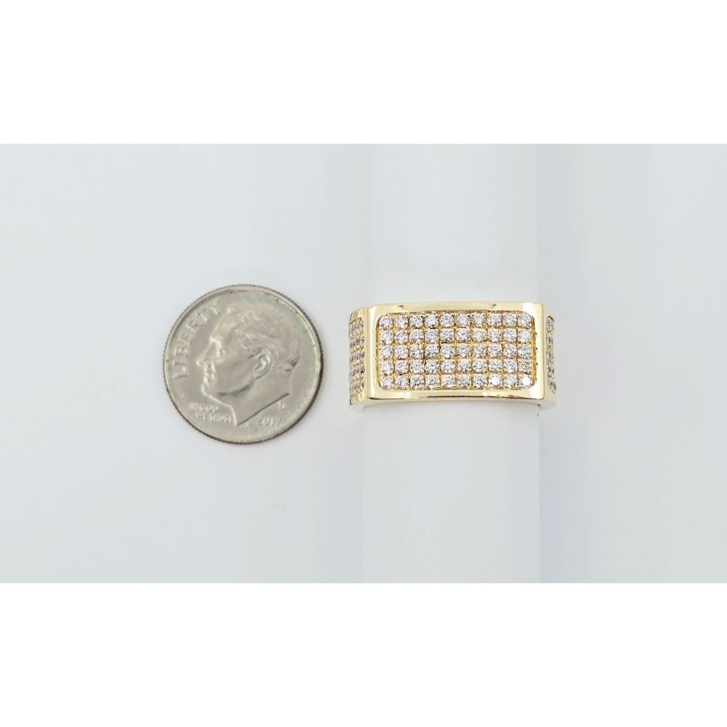 14K Yellow Gold Flat Diamond Square Ring