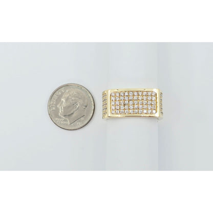 14K Yellow Gold Flat Diamond Square Ring