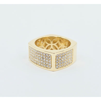 14K Yellow Gold Flat Diamond Square Ring