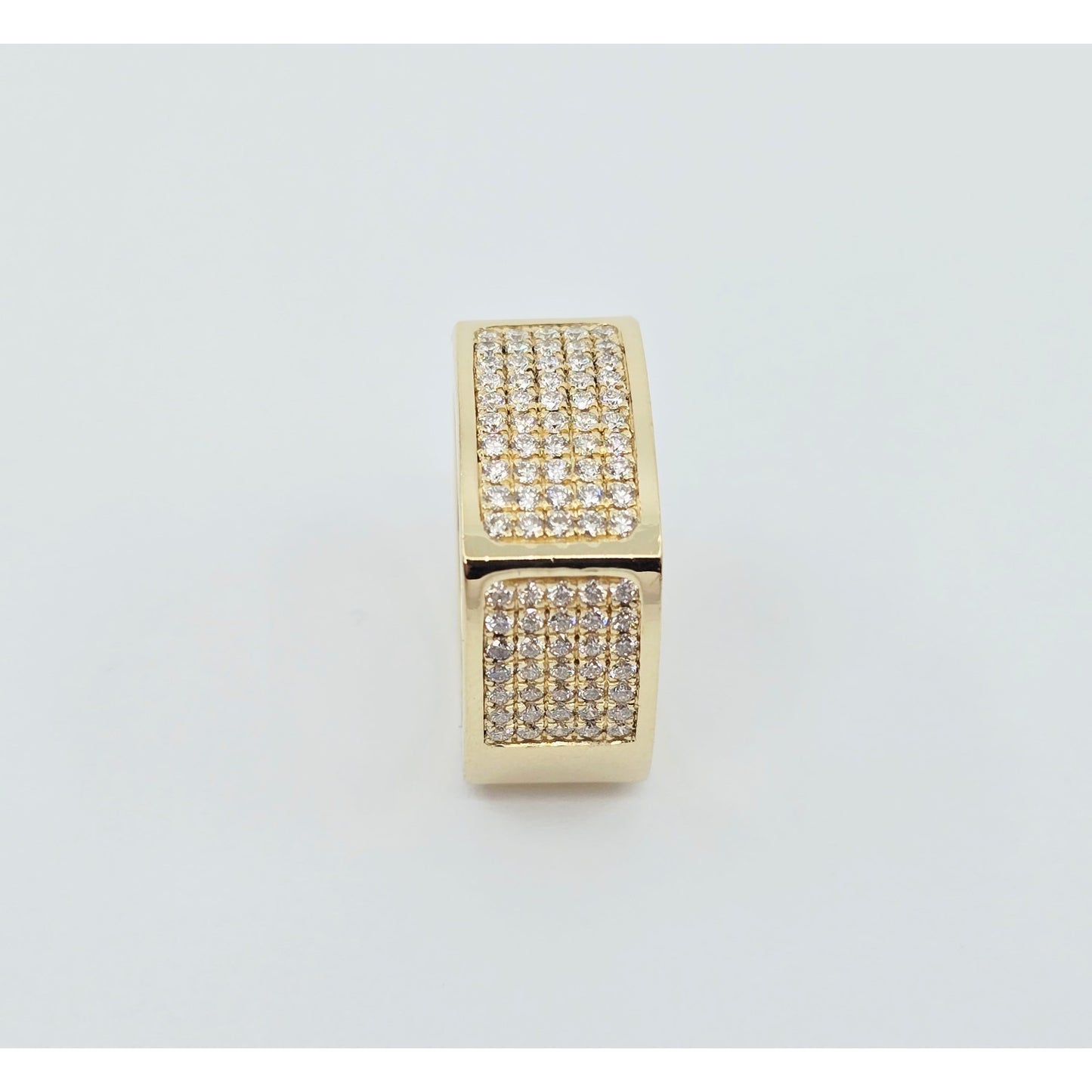 14K Yellow Gold Flat Diamond Square Ring