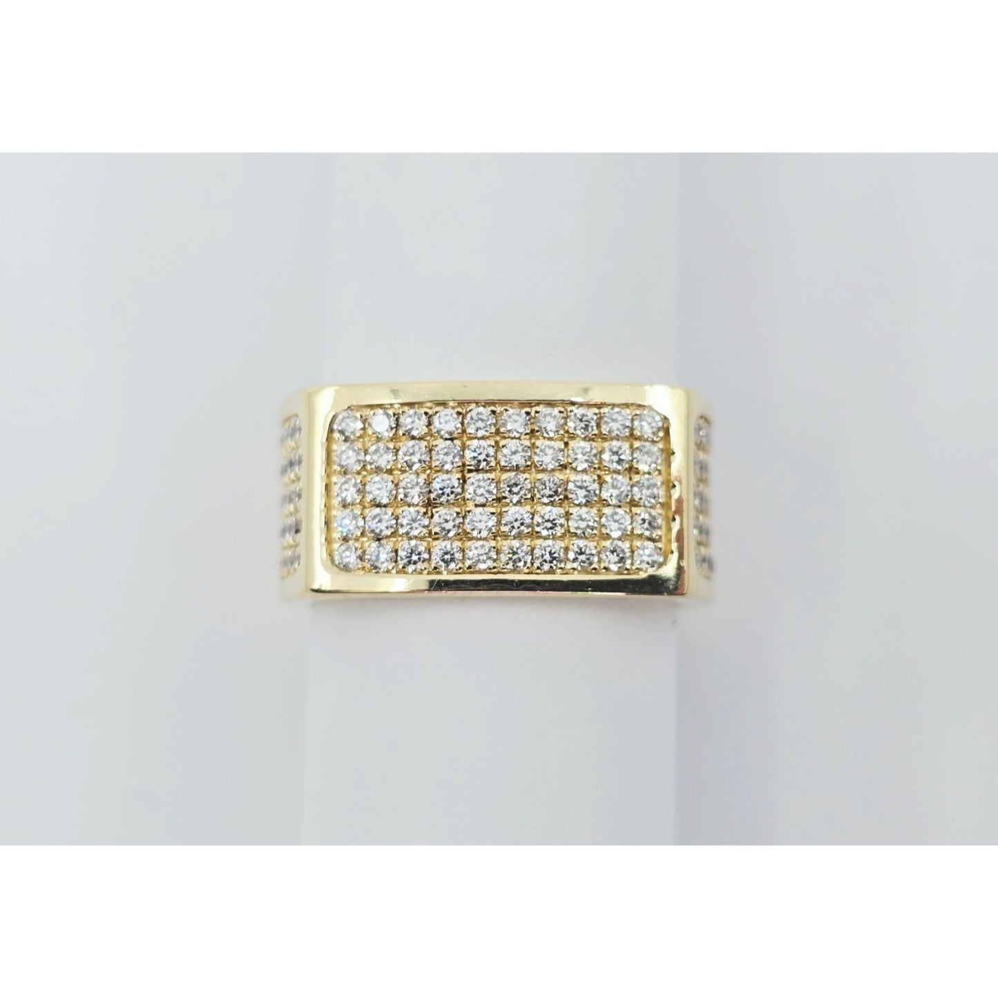 14K Yellow Gold Flat Diamond Square Ring