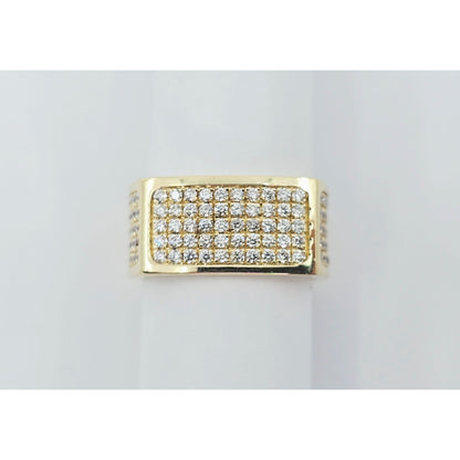 14K Yellow Gold Flat Diamond Square Ring