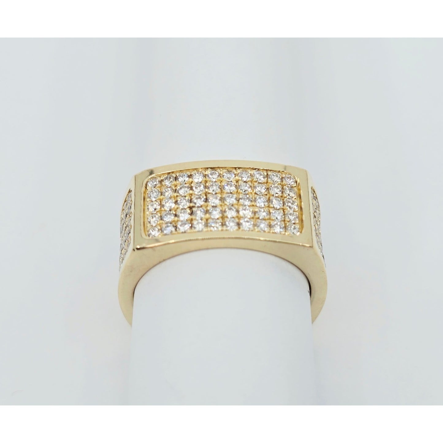 14K Yellow Gold Flat Diamond Square Ring