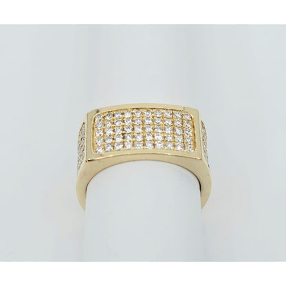 14K Yellow Gold Flat Diamond Square Ring