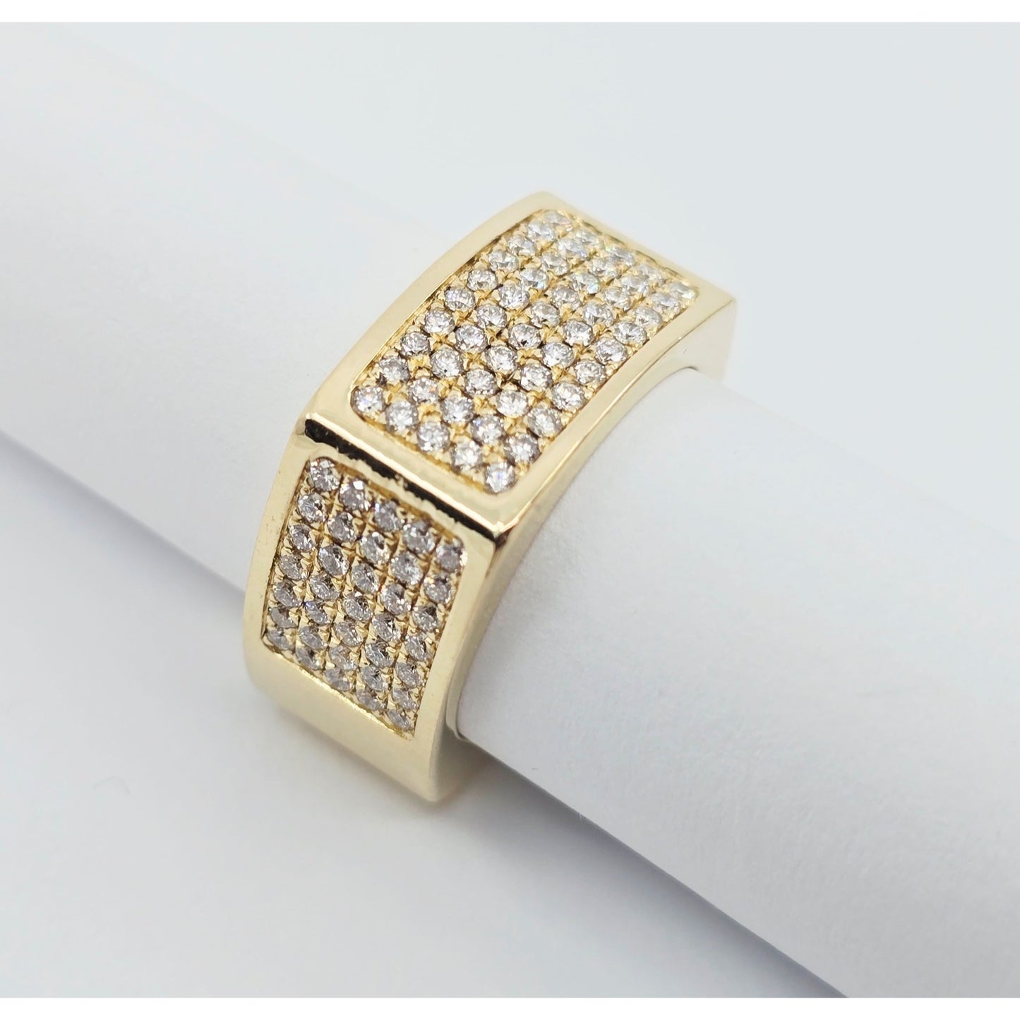 14K Yellow Gold Flat Diamond Square Ring