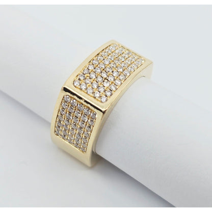 14K Yellow Gold Flat Diamond Square Ring