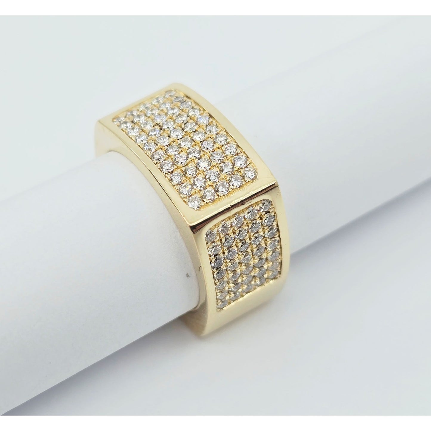 14K Yellow Gold Flat Diamond Square Ring